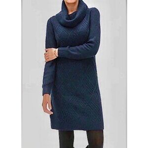 Banana Republic Navy  Cotton blend Cowl Neck Mini  Sweater Dress Sz Medium